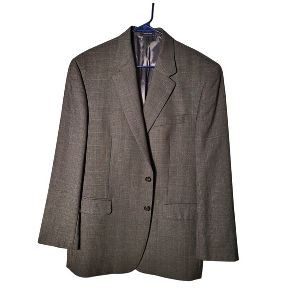 Ralph Lauren Wool Men's Brown Plaid‎ Blazer 2 Button Sport Coat Business Jacket